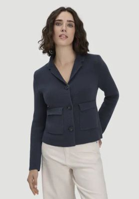 Regular knit blazer made from organic cotton with merino wool