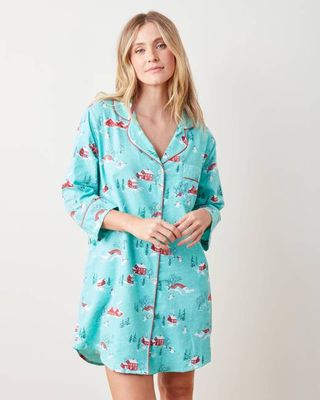 Winter Wonderland - Lightweight Flannel Sleep Shirt - Snow Day