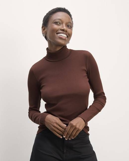 The Luxe Rib Turtleneck | Dark Mahogany