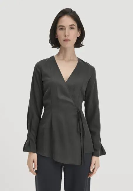 Regular wrap blouse made of TENCEL™ Lyocell