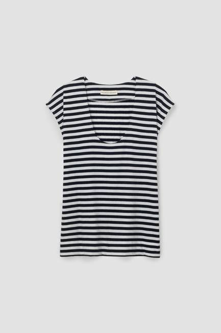 Tamsin-Sue Organic Cotton Jersey Stripe Top in Black & White Stripe