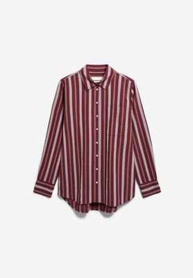 STRIPED WIDE BLOUSE | velvet red-amberwood