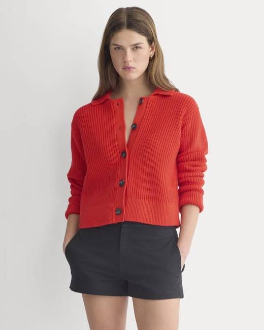 Shrunken Cardigan in Everyday Cotton | Fiery Red