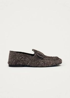 Aeryn Suede Fuzzy Brown Leather Loafers