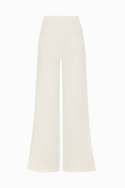 The Lena Wide-Leg Trousers With Slit in off-white