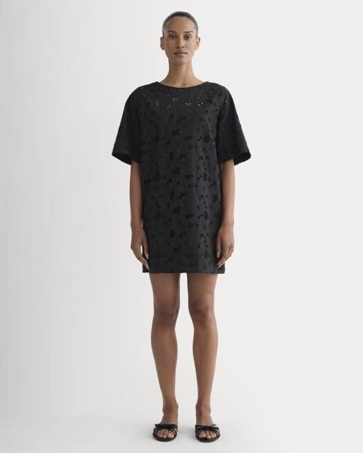 The Eyelet Mini Shift Dress | Black