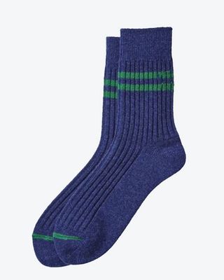 ROTOTO Navy + Green Merino Lambs Socks