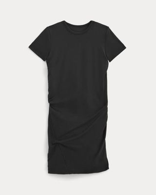 Twisted Short-Sleeve Crew Dress | Black