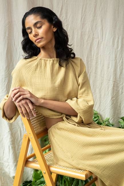 Cordelia Organic Cotton Top in Straw