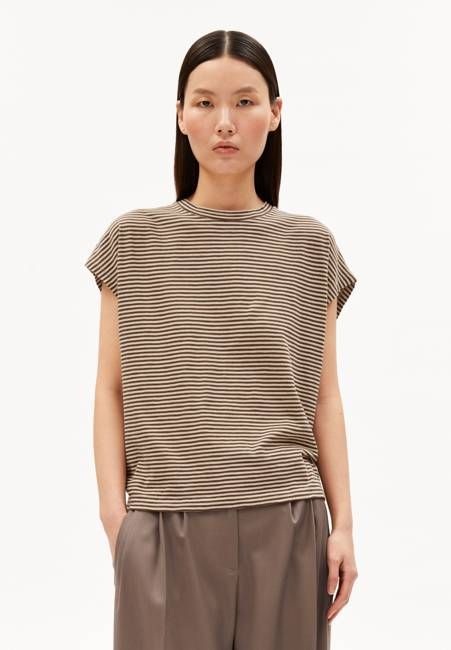 SLUB JERSEY STRIPE T-SHIRT | sand stone-dried palm