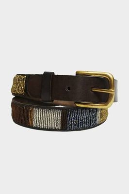 Full Beaded Leather Belt | Bronze/Bullet