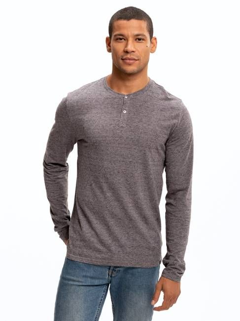 Braeden Black Fleck Long Sleeve Triblend Henley