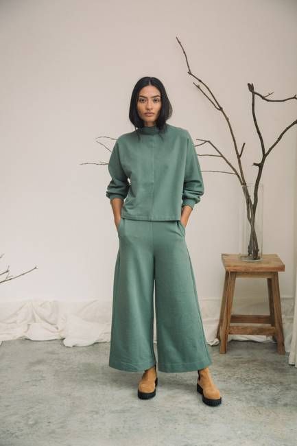 Taya Organic Cotton Felpe Jogger in Eucalyptus