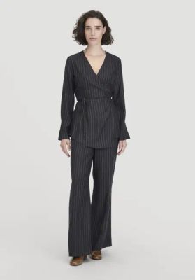 Pinstripe Wide Leg Relaxed Trousers made from pure LENZING™ ECOVERO™ viscose