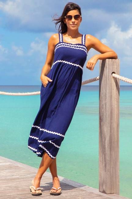 Ric Rac Sundress Dress | Navy/Ivory