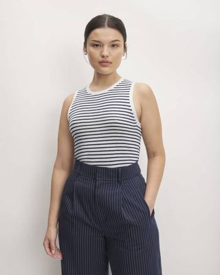 The Tank in Ultrasoft Merino | Bone/Navy