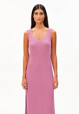 LINEN BLEND KNIT DRESS| washed berry