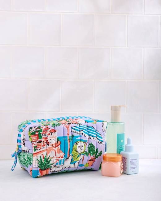 Mediterranean Meow - Quilted Pouch - Lilac & Lime