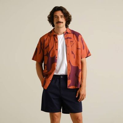 DEDICATED - Shirt Brantevik Abstract Coral Fig Red