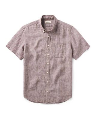 The Short Sleeve Jack in Burgundy Linen