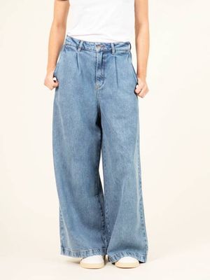 YAYOI WOMEN'S WIDE LEG TENCEL™ Lyocell fibers JEANS LIGHT BLUE