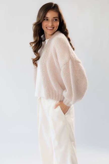 Mohair Cardigan with Balloon Sleeves