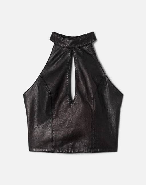 90s Leather Key Hole Top -#1259