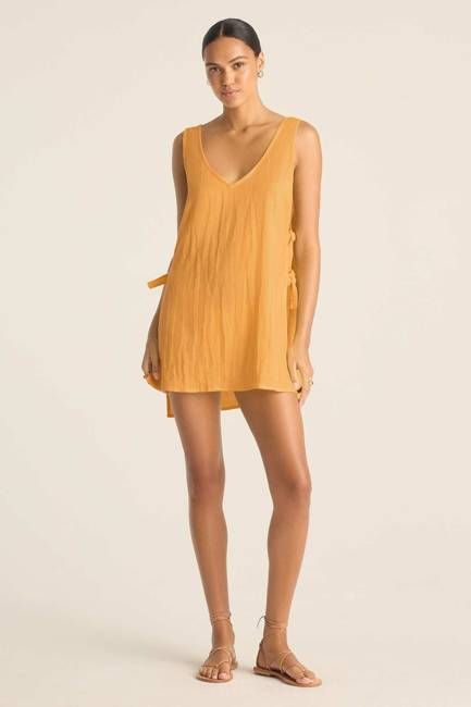 Riviera Mini Dress - Creamsicle Crinkle Linen