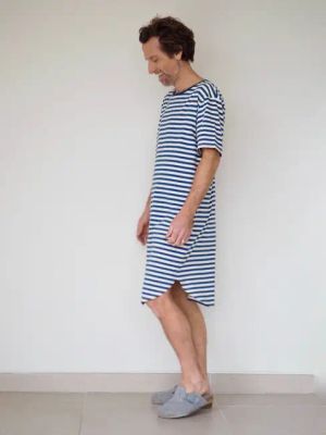 io men's nightshirt / midnight blue stripe — Noctu