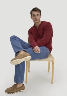 Boat shoe made of chrome-free tanned nubuck leather