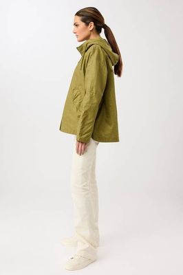 Outdoorjacke aus beschichtetem Leinen (Green Olive)