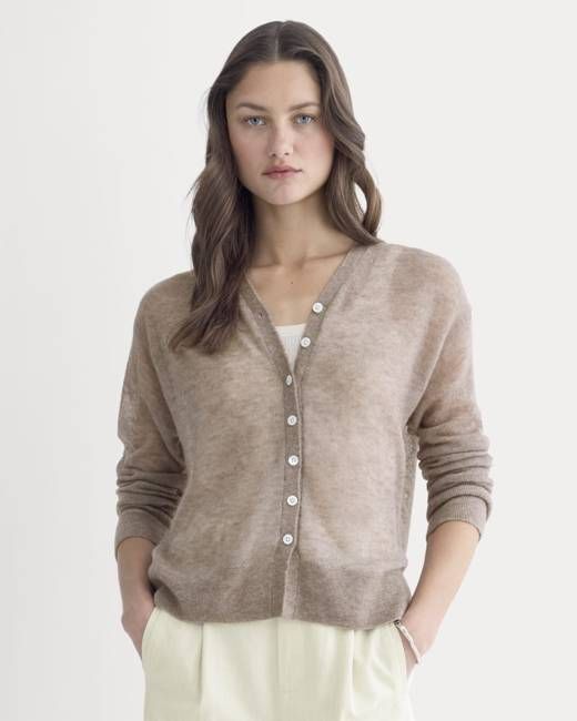 The Air Alpaca ™ High V Cardigan | Heathered Chocolate Chip