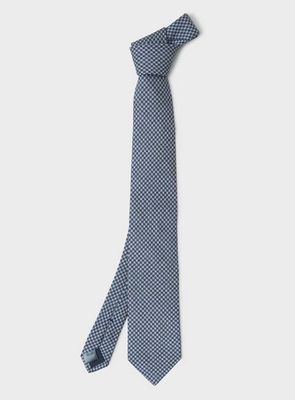 Blaue Krawatte aus 100% Tencel Como mit Hundentrittmuster