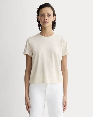 The Box-Cut Tee in Essential Cotton | Heathered Oat | No Pocket