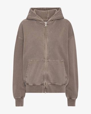 Organic Oversized Zip Hood - Faded Khaki