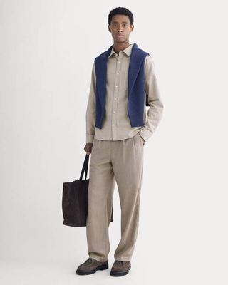 Pleated Trouser in Tailor Twill | Light Taupe