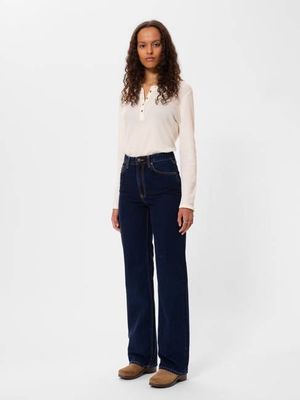 Clean Eileen Indigo Dipped loose wide-leg jeans | Nudie Jeans