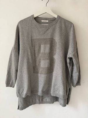 Marlo Organic Cotton Varsity Jumper in Grey S Preloved