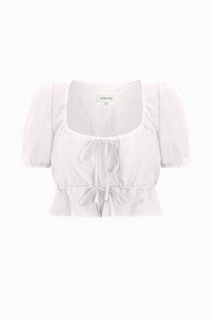 The Elodie Cropped Blouse in white