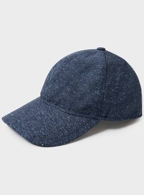 Upcycled Wool Blue Baseball Cap