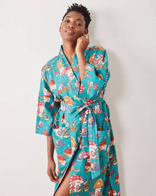 Autumn Critters - Robe - Teal