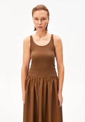 MATERIAL MIX DRESS | dried palm-dried palm