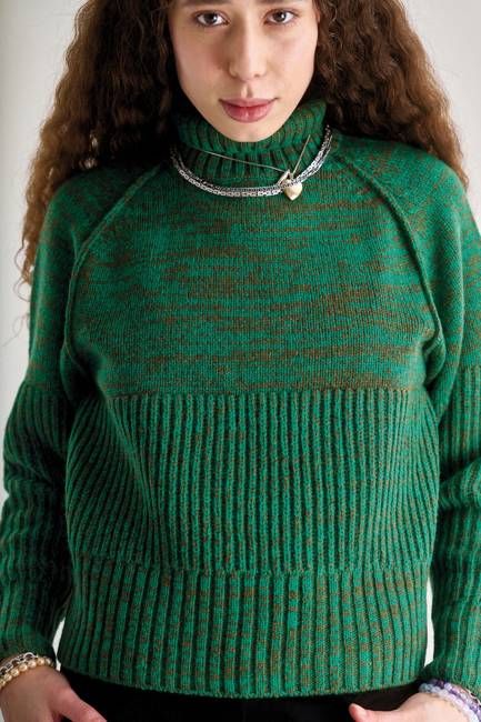 MILLIE Wool Stripe Jumper - Green
