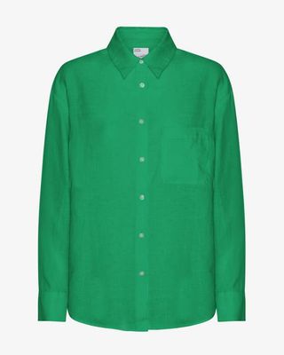 Linen Oversized Shirt - Kelly Green