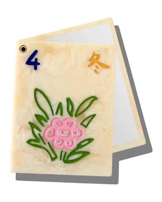 Ivory Combo - Hand Painted Flower Mahjong Compact Mirror - Solar Eclipse