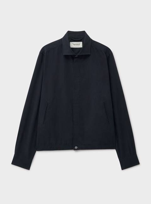 Recycled Italian Flannel Black Cropped Blouson Jacket