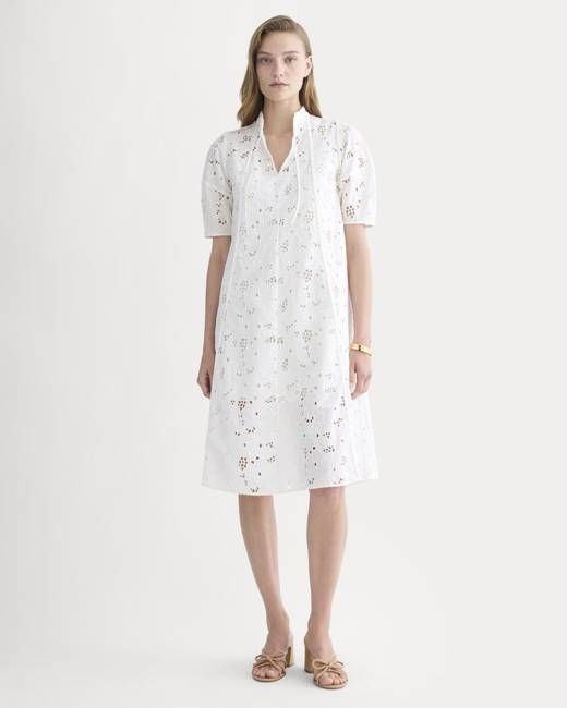 The Eyelet Midi Dress | Bone