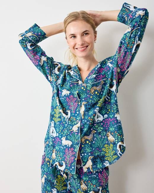 Must Love Dogs - Lightweight Flannel Long PJ Set - Indigo