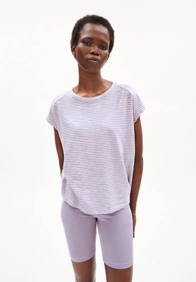 ONELIAA LOVELY STRIPES T-SHIRT | lila noise-oatmilk