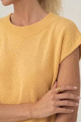 Lucia Yellow Linen Knit T-shirt